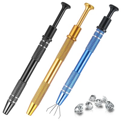 3 Pack Jeweler's Pick Up Tool Pearl Ball Grabber Tool w/ 4 Prongs for Electronic