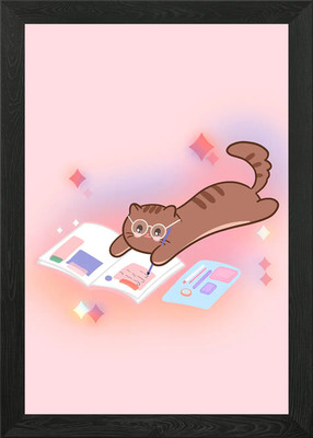 Katze Journaling auf Planer gerahmtes Wandbild Poster Leinwanddruck Bild