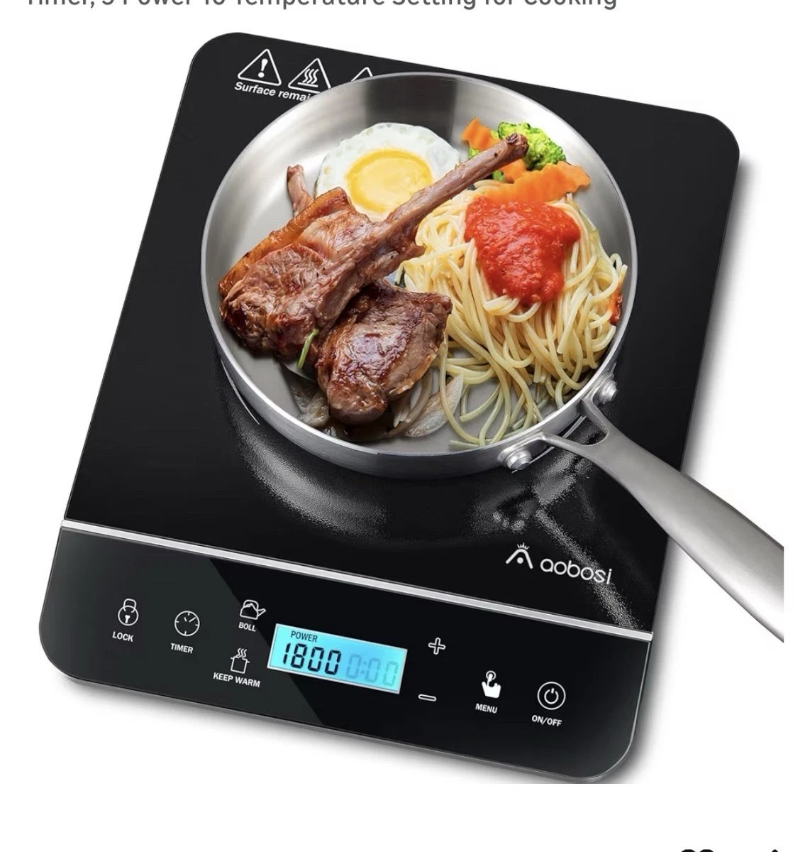 AAOBOSI Portable Induction Cooktop,1800W Induction Cooker with LCD Sensor Touch
Opens in a new windo