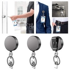3x Retractable Badge Holder with Key Ring Carabiner Reel