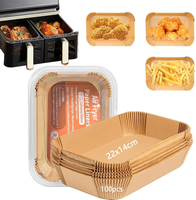 100 StüCk Backpapier FüR HeißLuftfritteuse, 22X14Cm Rechteckig Airfryer Papier,