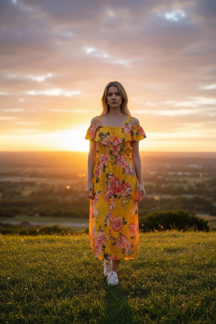 Justice Girls Floral Yellow Off-Shoulder Sundress Dress Size 10 NWT