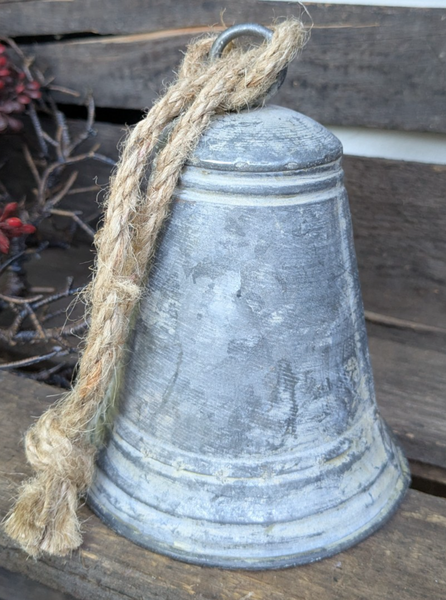 ❤ GroßE Klingel Glocke Zink Metall Antiklook Vintage Weihnachten Shabby Deko ❤-image