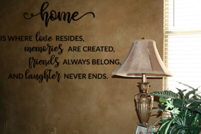 HOME IS WHERE LOVE RESIDES VINYL WALL DECAL QUOTE WORDS STICKERS LETTERING WALL