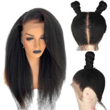 18 inch long Yaki Straight 360 Lace Frontal Human Hair Wigs With Baby Hair 180 