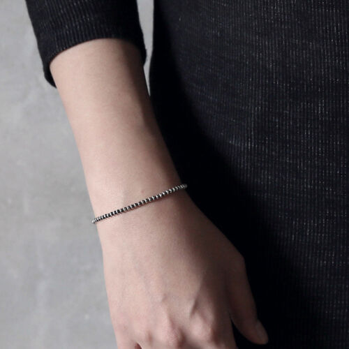 "Brazalete de cadena plana de plata esterlina S925 genuino de 3 mm para mujer retro 7,28""" - Imagen 3 de 6