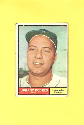 1961 Topps #109 Johnny Podres LA Dodgers Lower Grade