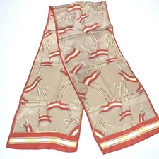 Nautical Oblong Scarf Burnt Orange Yellow Tan Flags Ropes
