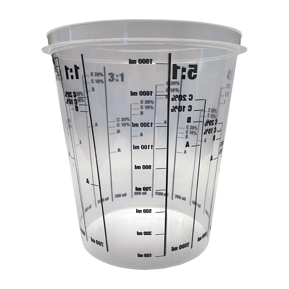 Reusable 2300ml Clear Plastic Mixing Cup (Calibrated 1900ml) 50pk Includes Lid
