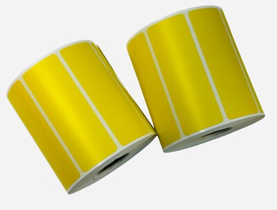 3.5''x1.25'' Direct Thermal Yellow Zebra Barcode Labels 1'' Core (2) RLS of 1000 EA