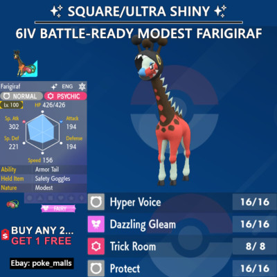   SHINY FARIGIRAF   | 6IV | MODEST | BATTLE-READY | Pokemon Scarlet and Violet