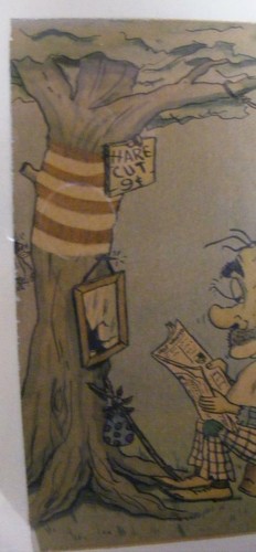 Vintage Framed Military Cartoon "The Tonsorial Artist Navy Style" WWII Era - Foto 7 di 8