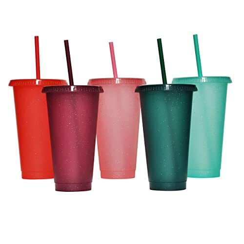 Insulated Tumbler with Straw and Lid - Reusable Travel Mug for Iced Coffee & Water