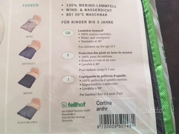 Sacco per passeggino in agnello fellohof usato in ottime condizioni