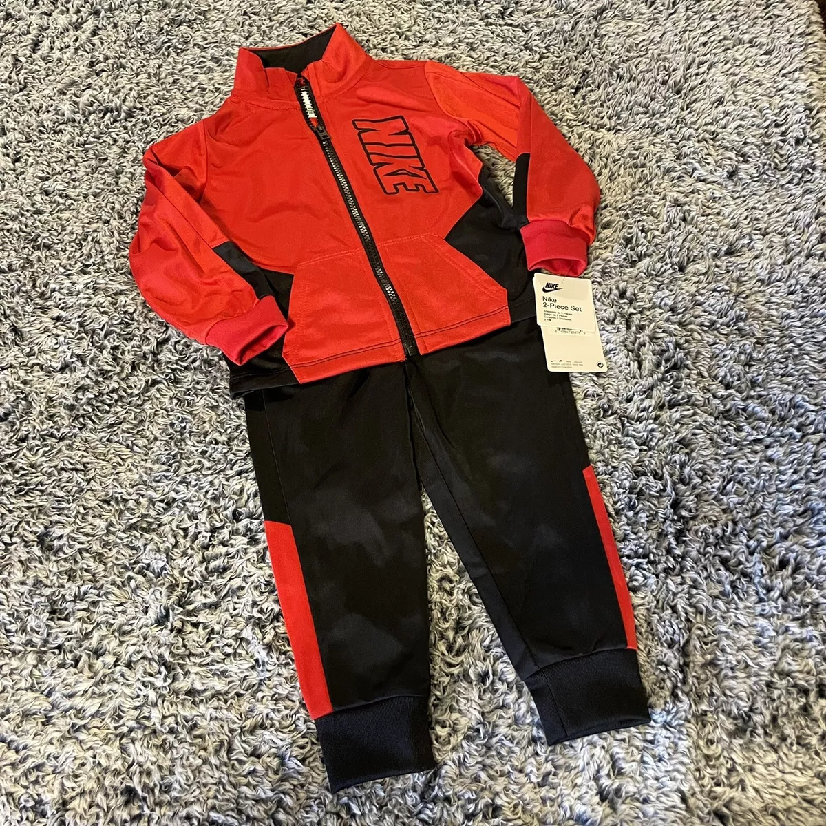 Red and black nike sweatsuit sale