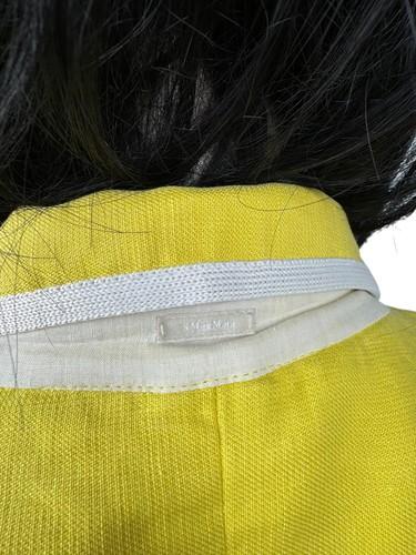 Max Mara Linen Yellow Blazer Jacket size US12 IT46 - Picture 8 of 16