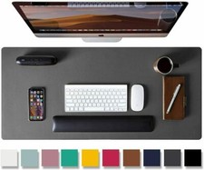 Leather Desk Pad Protector Mouse Office Mat Non-Slip PU Leather Gray 23.6"x13.7