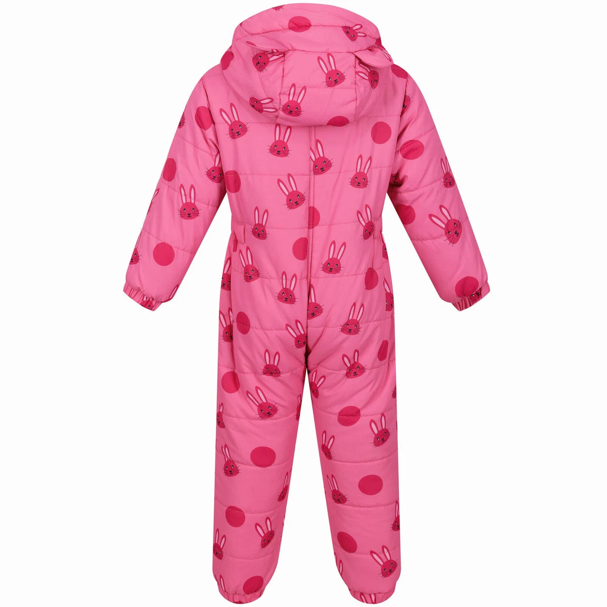 Regatta Kids Penrose Fullzip Hooded Insulated Puddle Suit Pretty Pink Rabbit