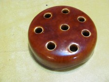 Antique Weller Brown Ceramic Pottery Flower Frog. 8 Hole. 1920's Very Nice  