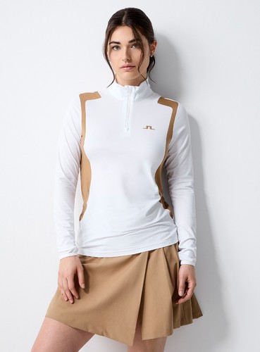 J. LINDEBERG WOMEN'S Mae zip mock-neck golf top MID LAYER SMALL WHITE NEW NWT
