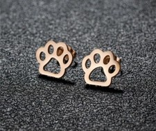 Paw Animal Foot Print Hypoallergenic Stainless Steel Stud Earrings Jewelry