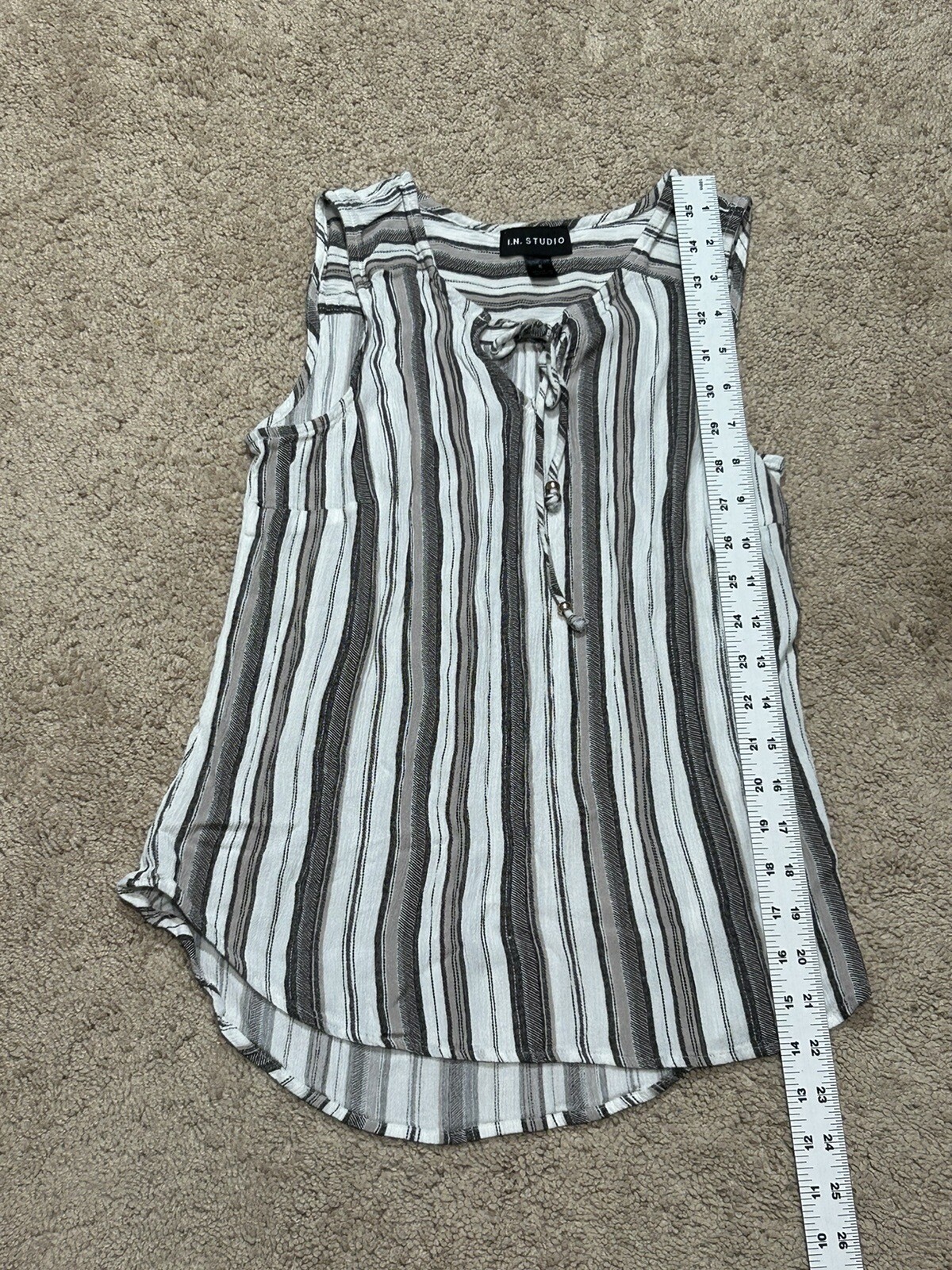 I.N. Studio Womens Shirt Size Small Multicolor Striped Keyhole Lightweight Flowy