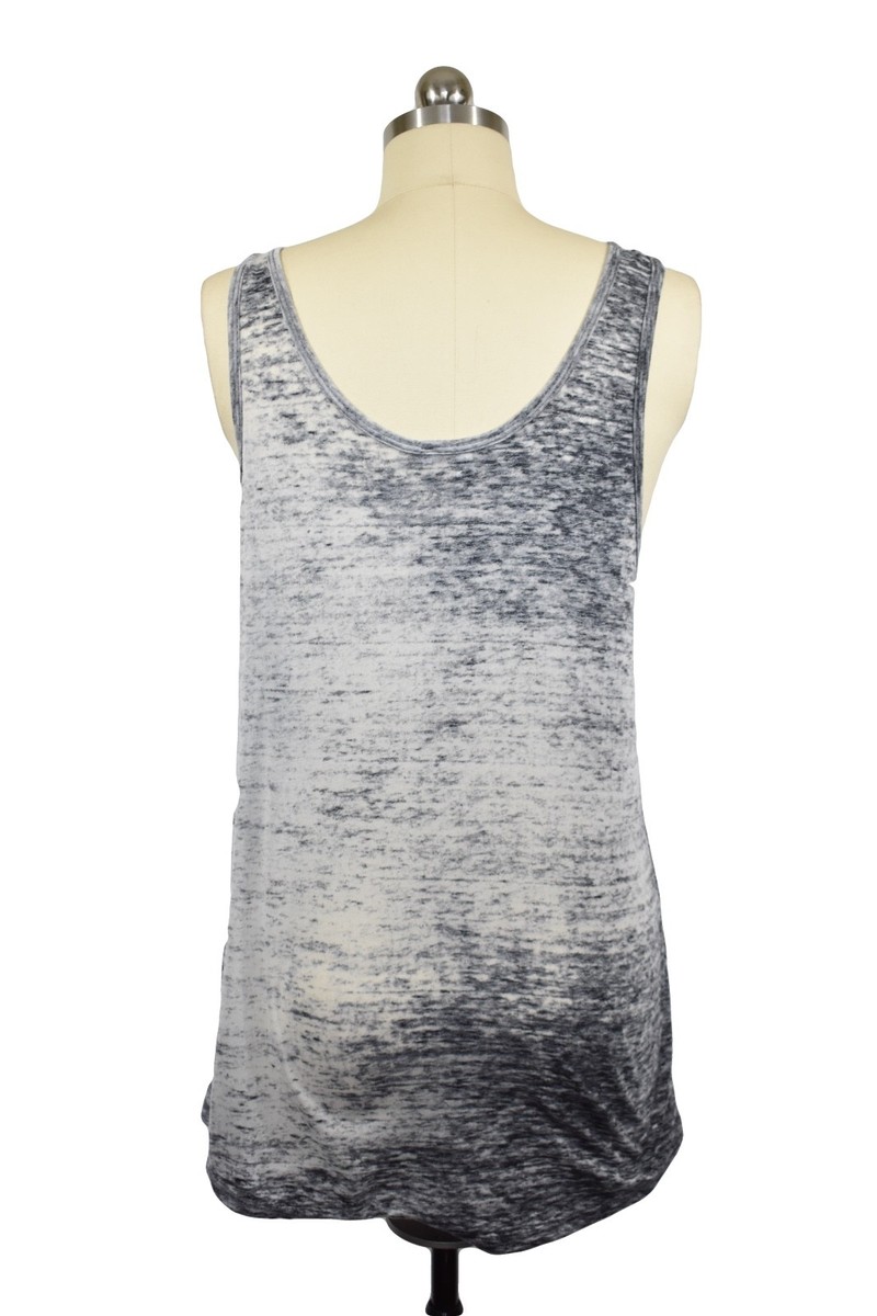Moa Moa Top Small Gray Heathered Gold Cross Hardware Sleeveless