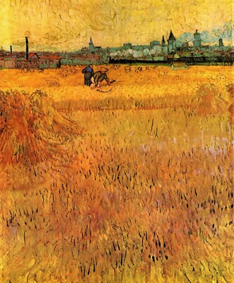 Arles View from the Wheat Fields by Van Gogh Giclee Print Repro on Canvas