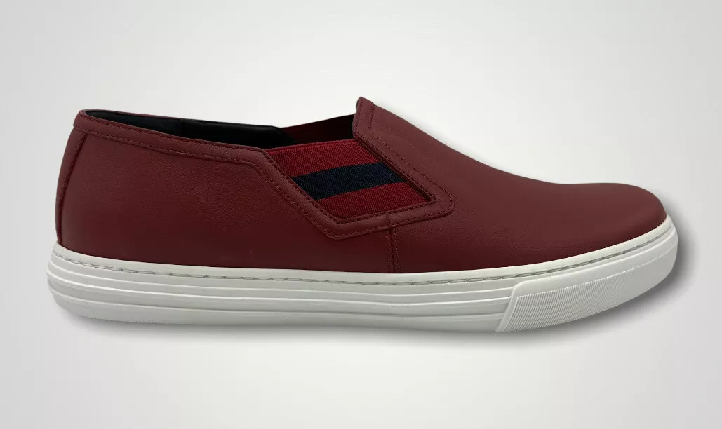 Baskets à enfiler Gucci en cuir rouge taille US 8,5 fabriquées en Italie