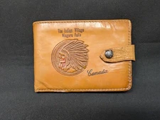 1950s Billfold Wallet Indian Village NIAGARA FALLS Canada LEATHER Vintage