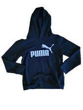 Puma Hoodie Pullover Sweatshirt Big Boys Medium 10-12 Black White Logo