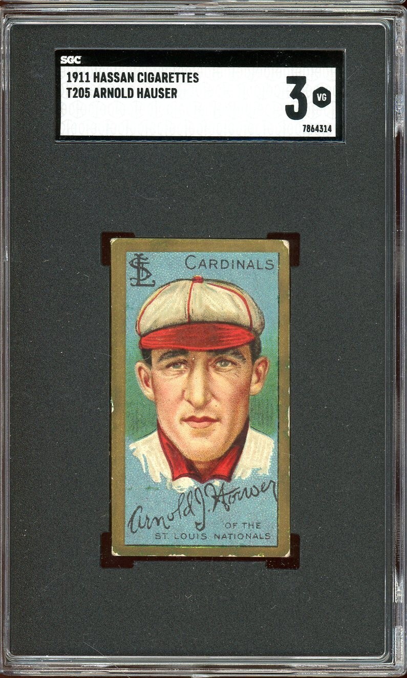 1911 T205 Hassan Cigarettes Baseball Arnold Hauser SGC 3