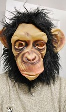 CHIMP MASK ADULT Chimpanzee Monkey, Fun World Div. RN 88490 BIG EARS. PREOWNED