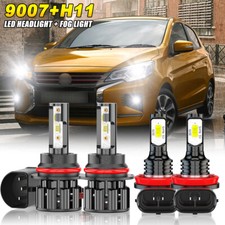 For 2017-2018 Mitsubishi Mirage G4 9007+H11 LED Headlights Fog Light Bulbs Kit