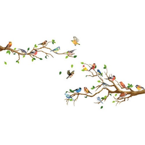 Tree Branches Wall Decal Birds Vinyl Sticker Nursery Leaves Home Decor ...