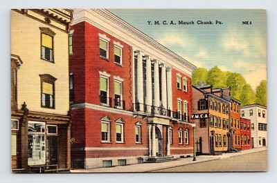 YMCA Mauch Chunk Pennsylvania Linen Era Postcard Unposted Antique Street View