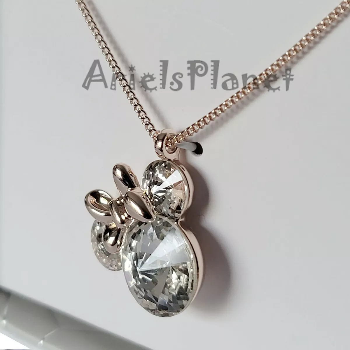 Disney Parks 2022 Minnie Mouse Rose Gold Crystal Icon Pendant