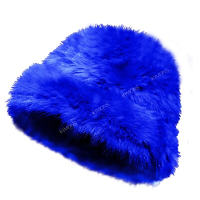 Faux Fur Elegant Big Beautiful Soft Thick Floppy Fluffy Classic Hat NWT Custom OVERSIZED Light Blue Faux Fur Festival Hat / Fuzzy  main image 4