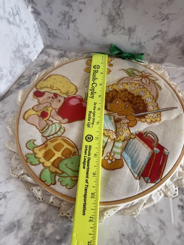 Vtg 1980’s Handmade Strawberry Shortcake Wood Hoop Wall Decor Apple Orange 10.5” - Picture 19 of 19