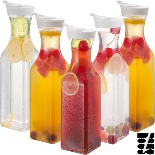 ASANMEYO 5-Pack 50 Oz Plastic Water Carafe Pitcher with Flip 5-Pack, Clear