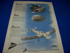 1945 ERCO ERCOUPE "YESTERDAY, TODAY, TOMORROW".1-PAGE SALES AD (392DD)