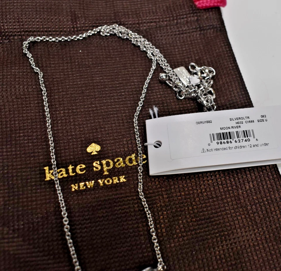 Collar Colgante Kate Spade New York Moon River Brillo Plata Brillo ¡Nuevo! Nuevo con etiquetas Foto 3 de 4