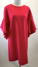 Carolina Herrera Size 12 Azalea Wool Blend Knit Dress with Ruffled Sleeves NWT