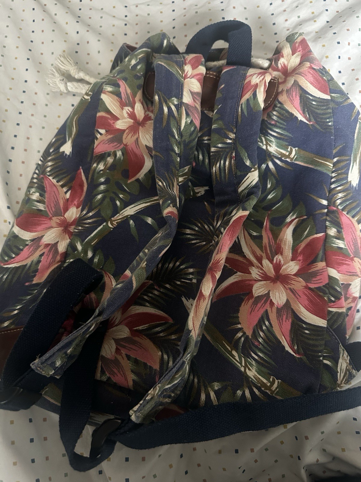 Drawstring Rainforest Cafe Floral Backpack With P… - image 3