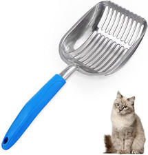 The Latest Update Metal Cat Litter Scoop POLISHING Blue Handle,Aluminum Alloy wi