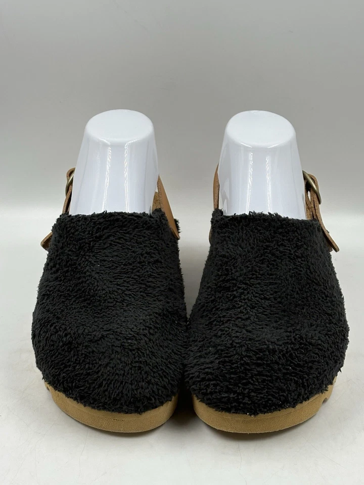 B50 REEF Beach Bum Sage Sling Back Clog Mule Comfort Sandals 7M Sherpa Black - Image 2 of 4