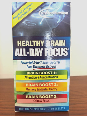 Applied Nutrition Healthy Brain All-Day Focus + Turmeric 645 mg 50 Tabs 10/26+