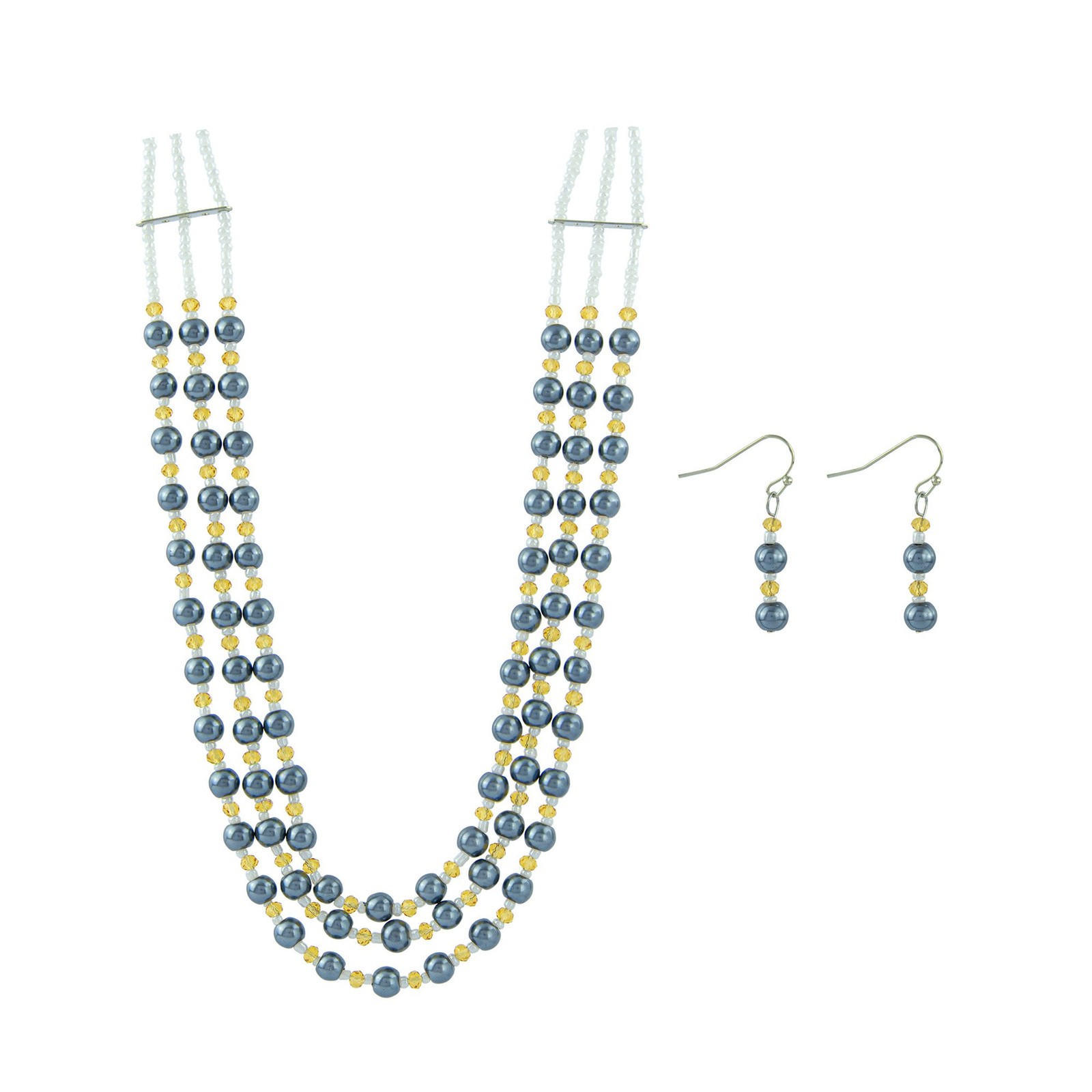 Многослойное ожерелье и серьги из таитянского бисера из коллекции Skyline Collection 2090₽