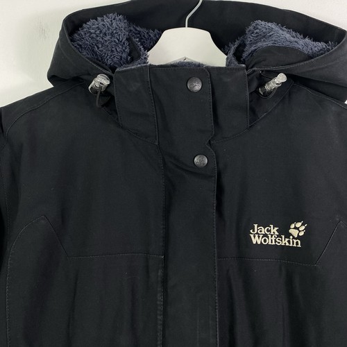 Jack Wolfskin Mantel Outdoorjacke Kurzmantel Damen Gr.L Schwarz Kapuze Fleece - Bild 4 von 8