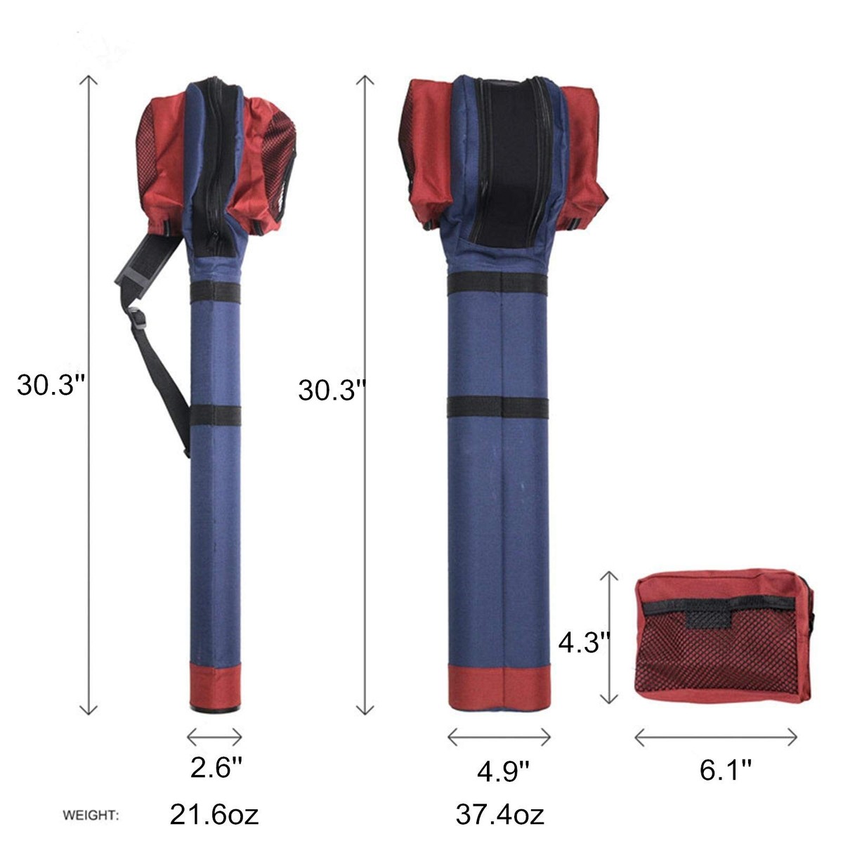 Fly Fishing Rod Case with Reel Pouch, 9' 4pc, Blue Double Rod Protection Bag  | eBay